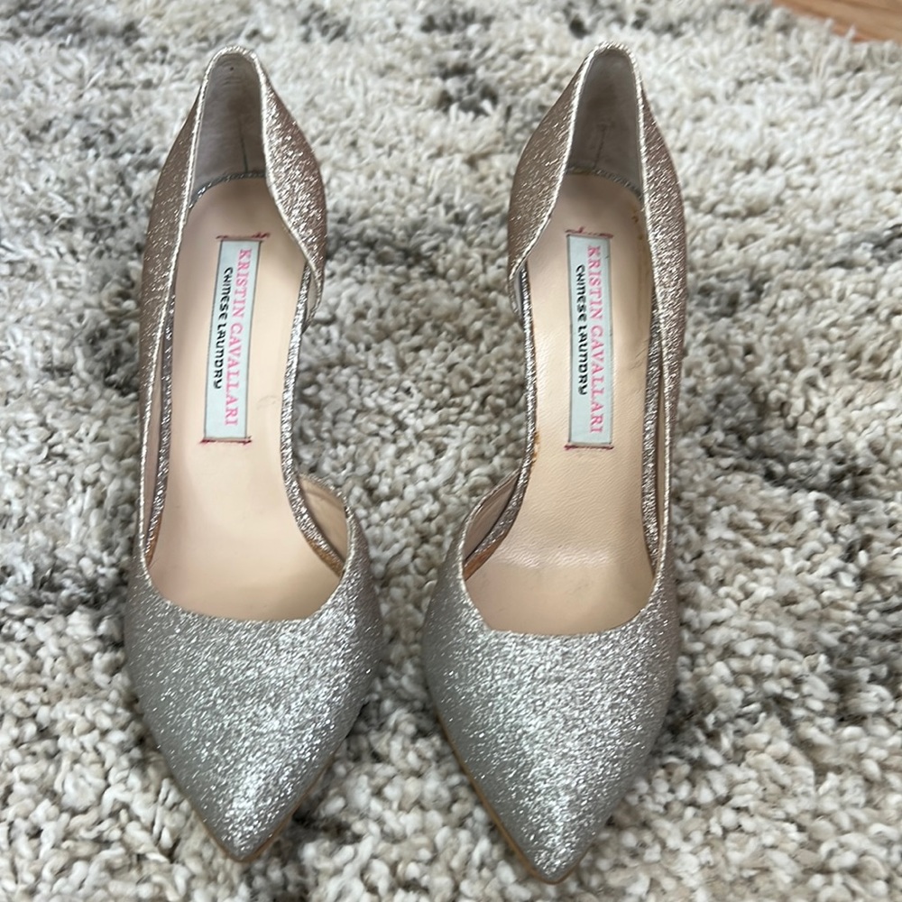 Chinese Laundry Shimmering Silver and Gold Heels